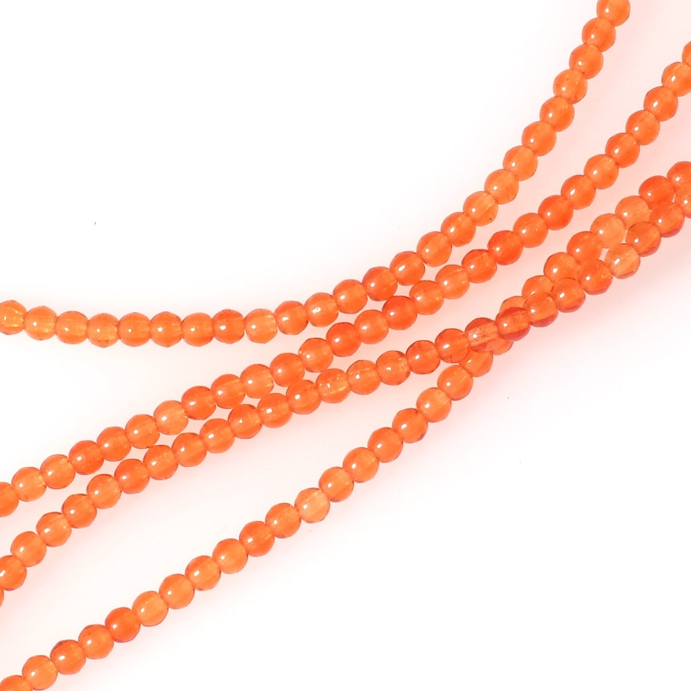 Fil de perles de Bohème rondes 3mm orangé rouge transparent