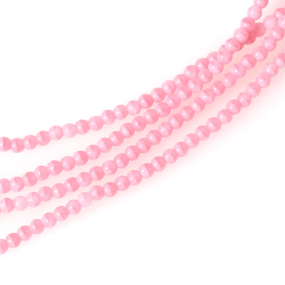 Fil de perles de Bohème rondes 3mm rose marbré opaque