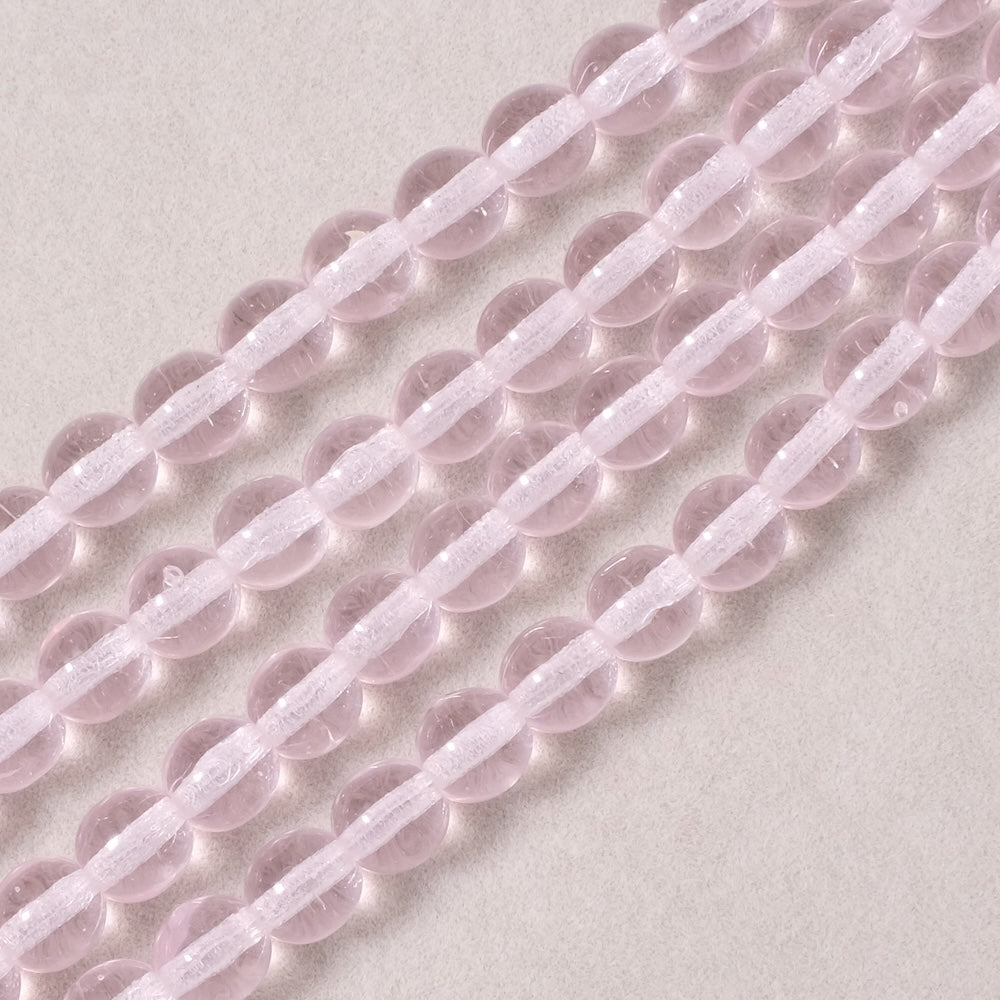 Fil de perles de Bohème rondes 6mm rose transparent