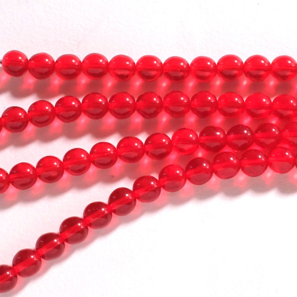Fil de perles de Bohème rondes 8mm Rouge transparent
