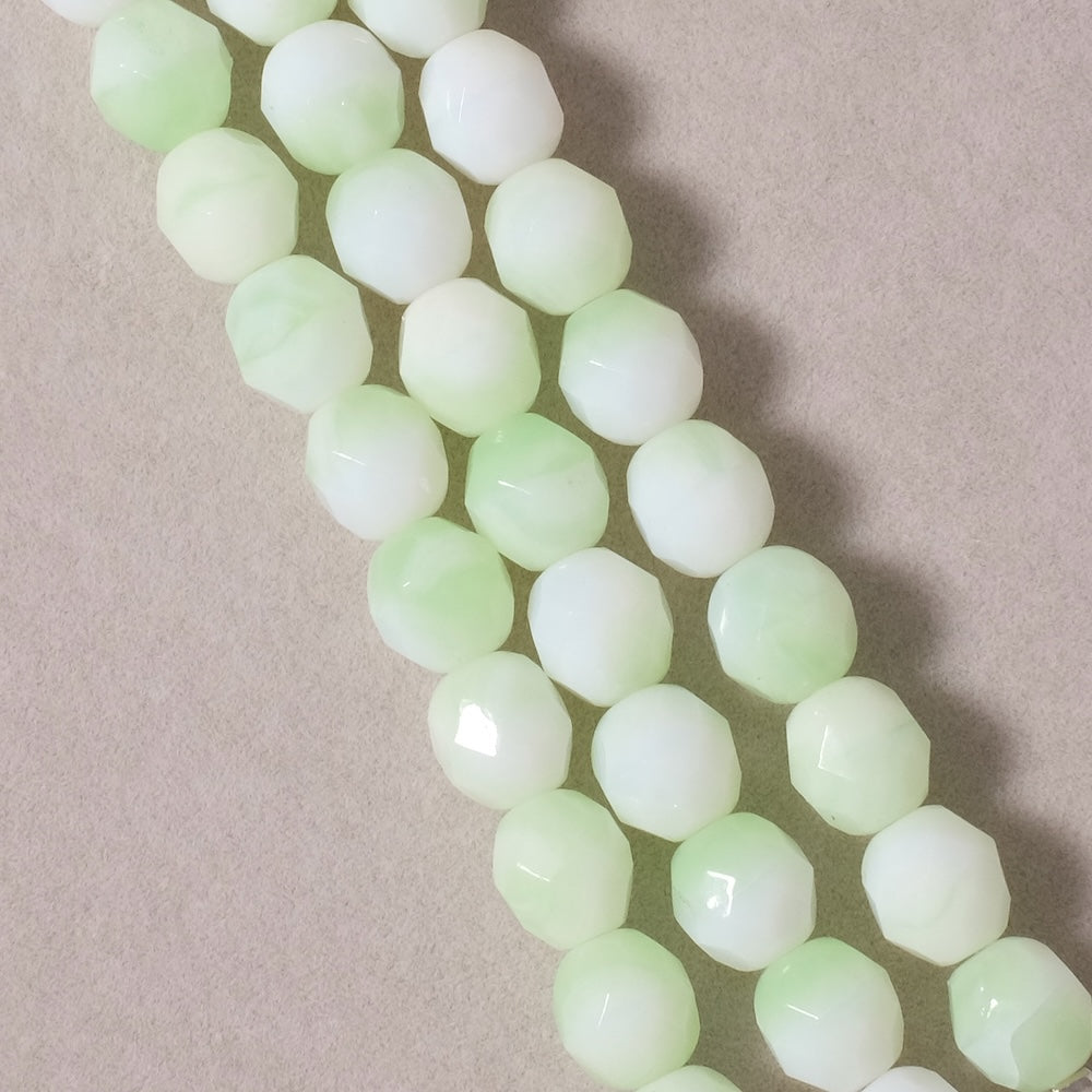 Fil de perles de Bohème rondes facettées 8mm Fresh Mint