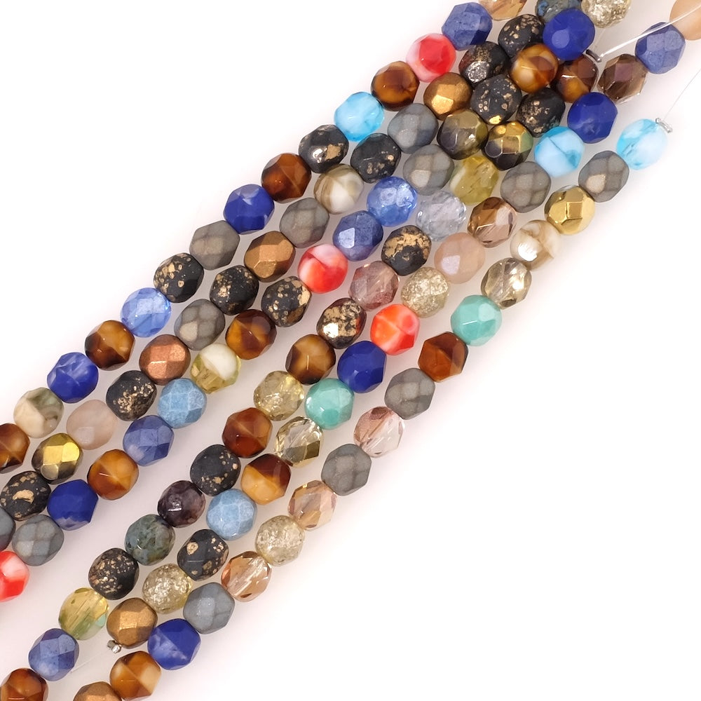 Fil de perles de Bohème rondes facettées Mix 6mm
