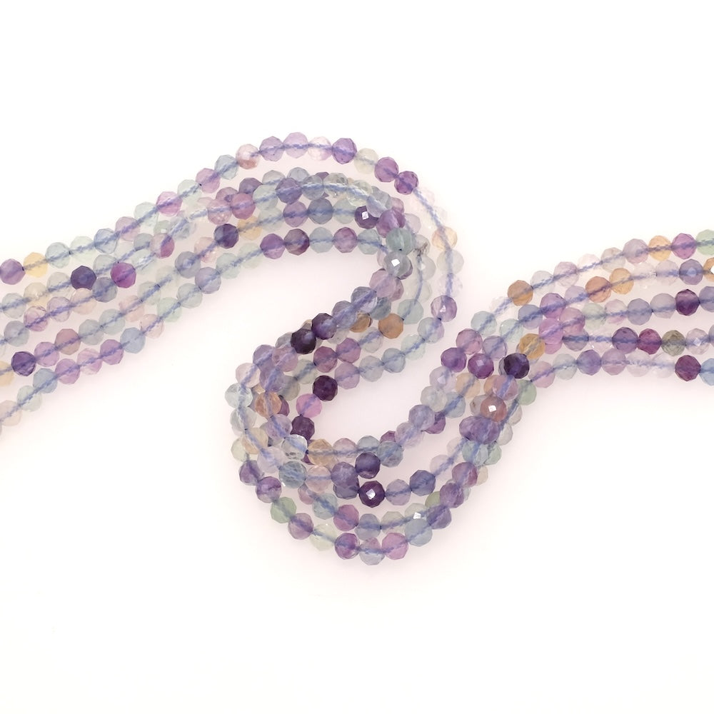 Fil de perles en pierre naturelle facettées 4mm en Fluorite