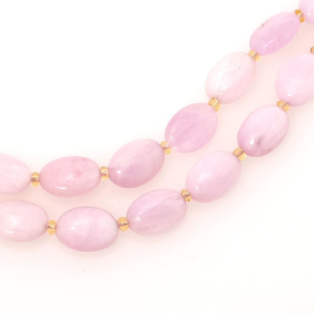 Fil de perles en pierre naturelle ovales 14x10mm Kunzite