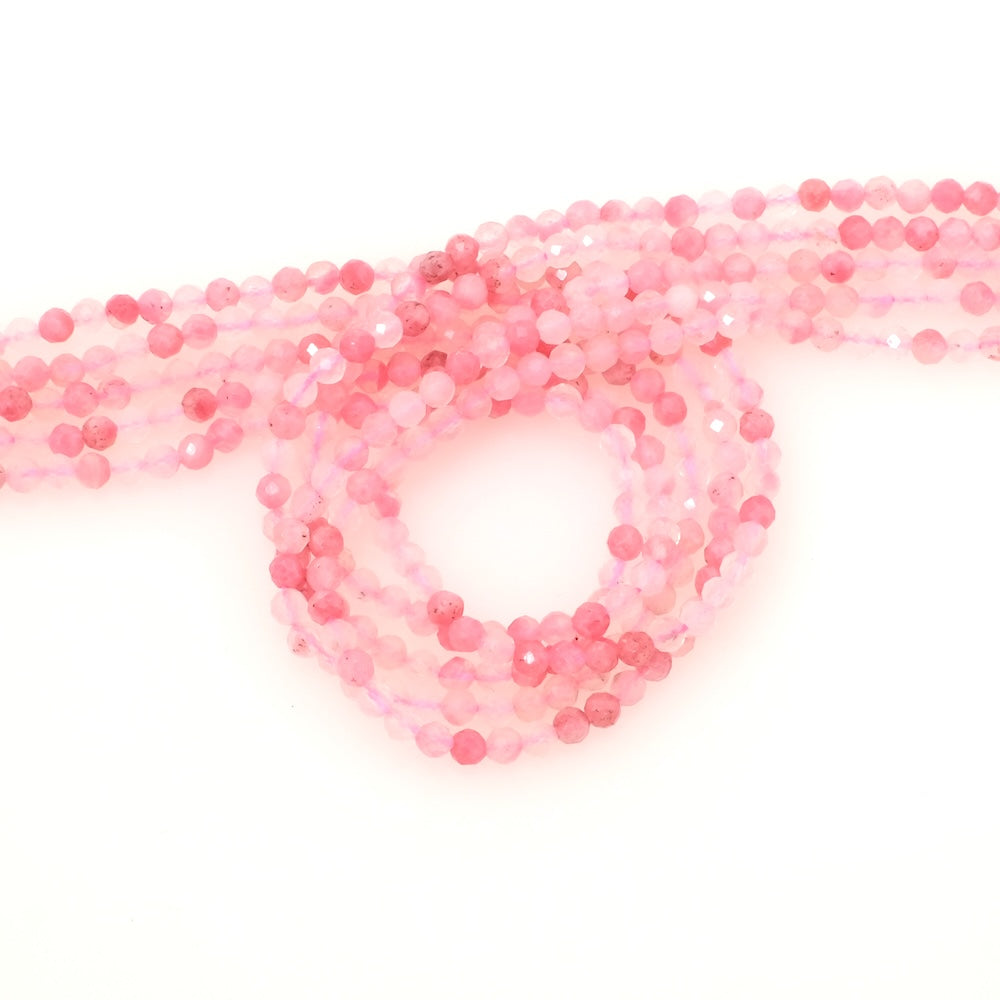 20 perles en pierre naturelle ronde facettée 3mm en Rhodonite semi transparente