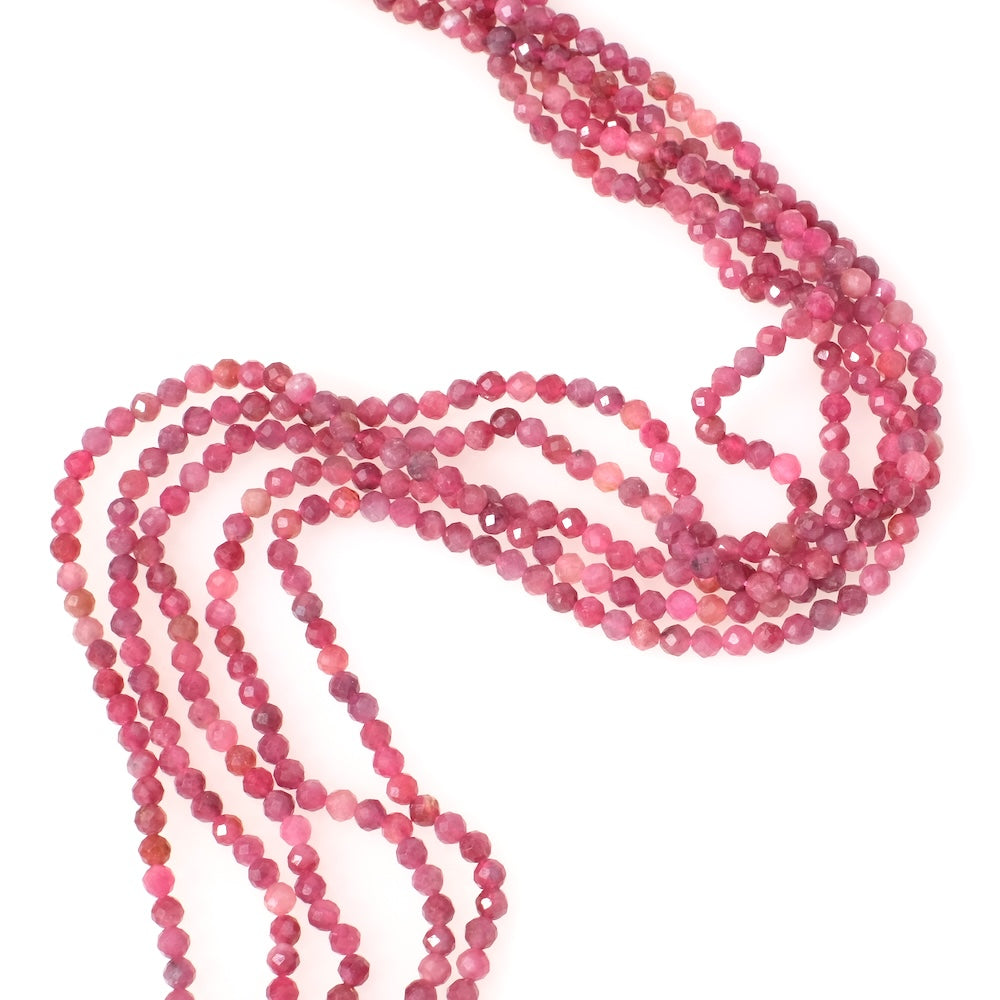 Fil de perles en pierres naturelles facettées 3mm Rubis