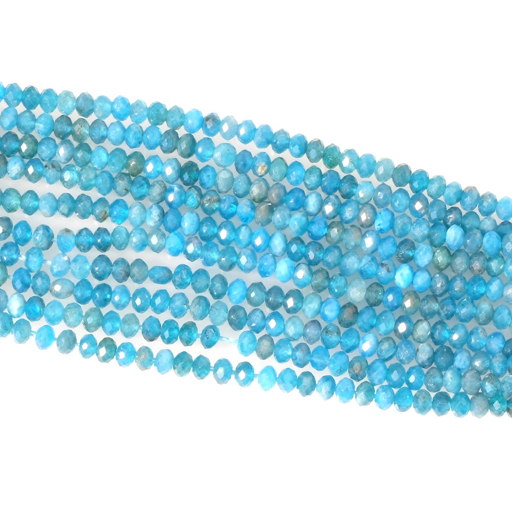 Fil de perles en pierres naturelles donuts facettées 4x3mm en Apatite
