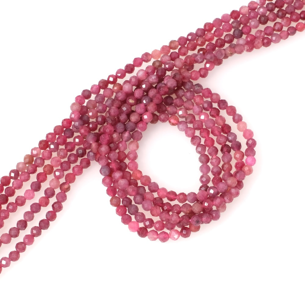 Fil de perles en pierres naturelles facettées 3mm Tourmaline