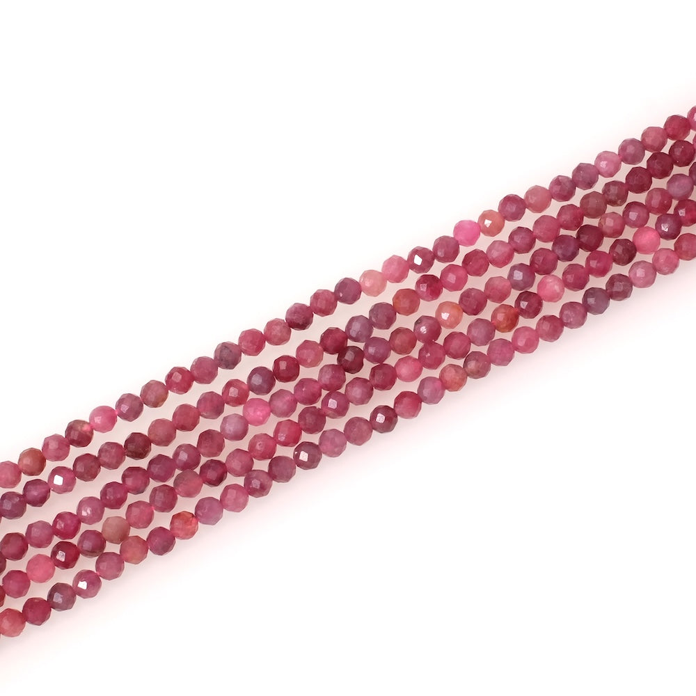 Fil de perles en pierres naturelles facettées 3mm Tourmaline