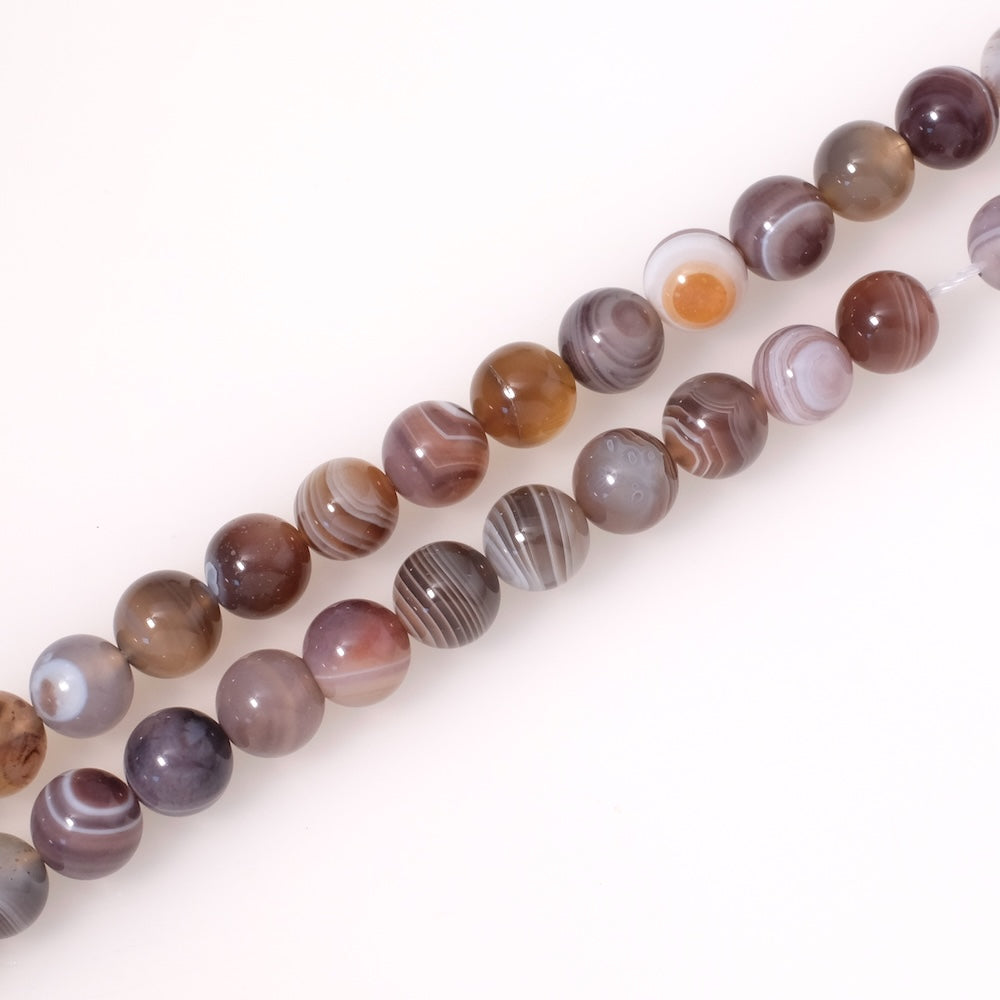 Fil de perles en pierres naturelles ronde 10mm en Agate Botswana