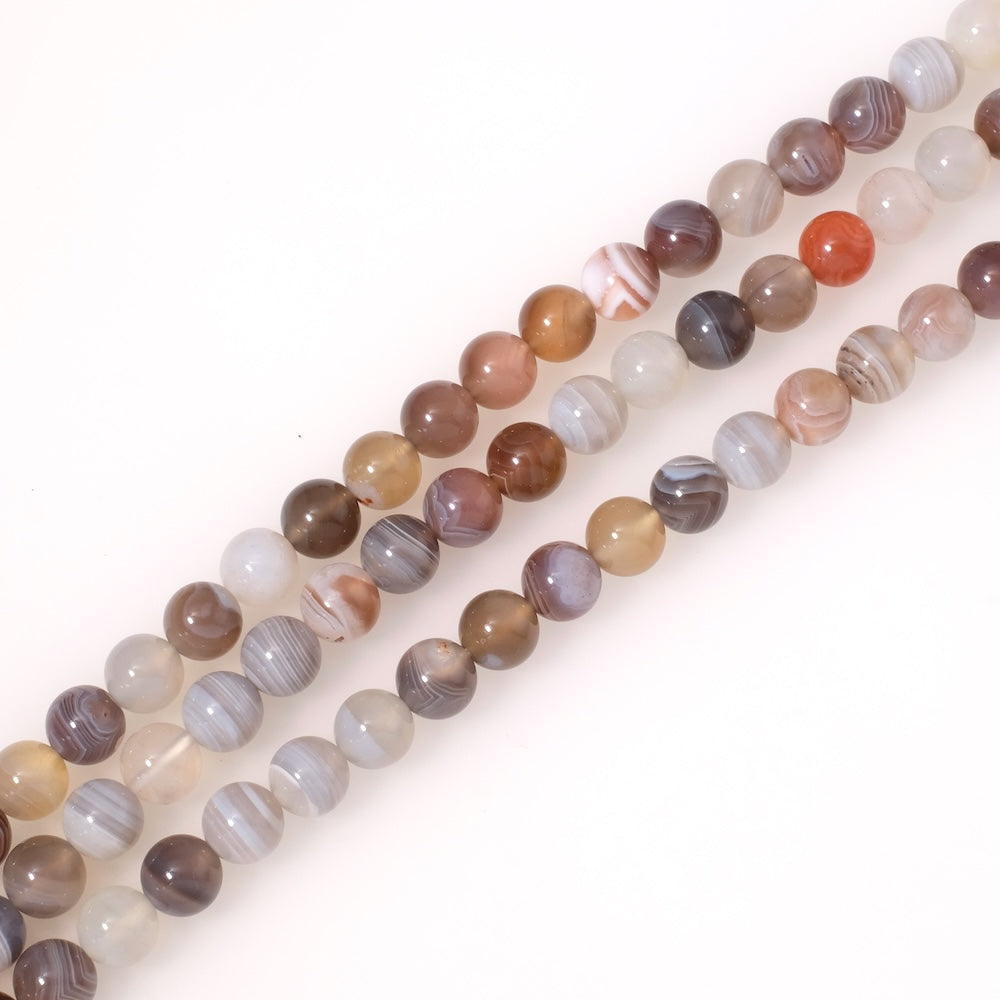 Fil de perles en pierres naturelles ronde 8mm en Agate Botswana