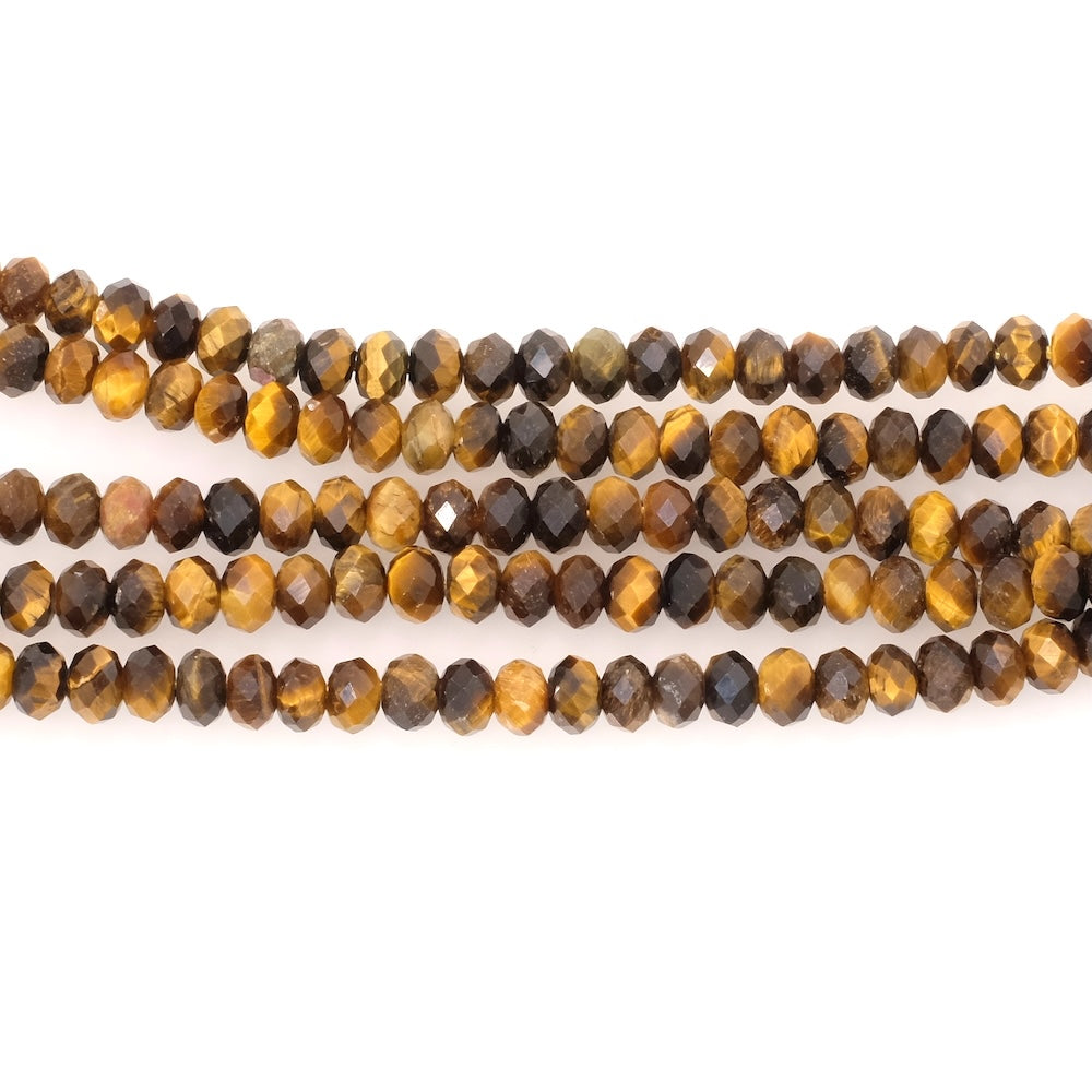 Fil de perles naturelle facettée 6x4mm en Oeil de tigre