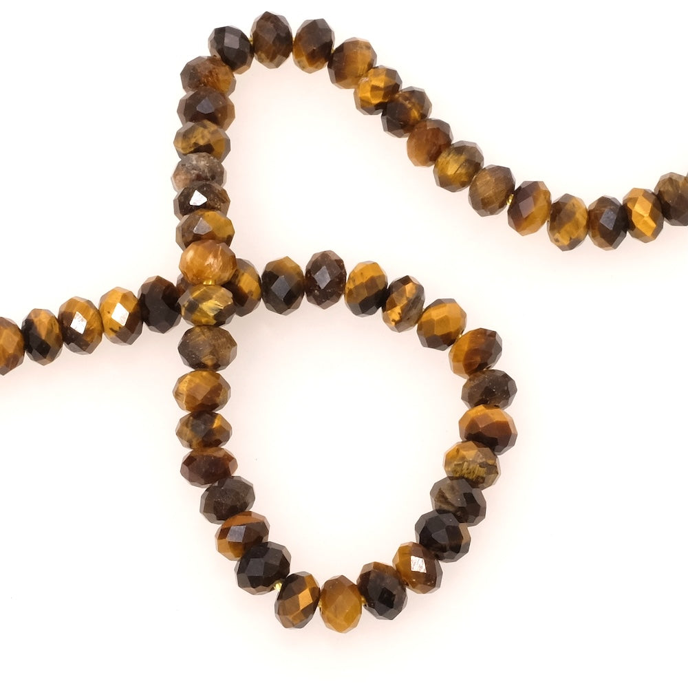 8 perles naturelle facettée 6x4mm en Oeil de tigre