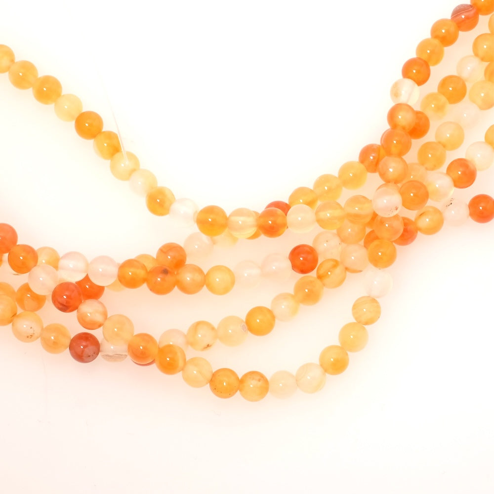 Fil de perles naturelles rondes 6mm en Cornaline