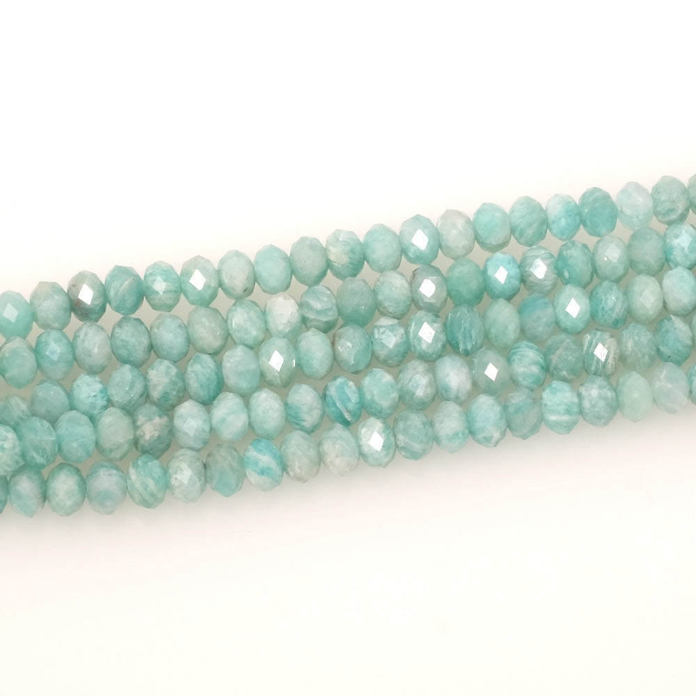 Fil de perles naturelles facettées 6x4mm en Amazonite