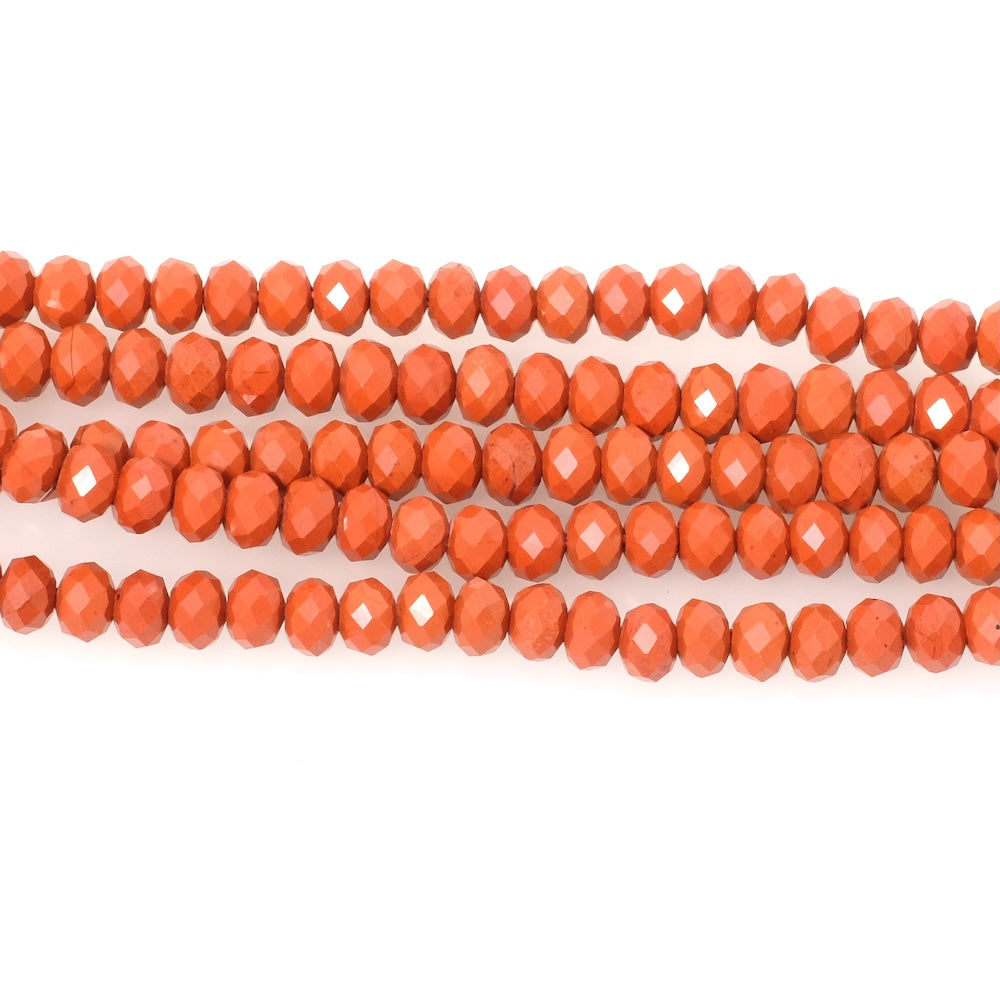 Fil de perles naturelles facettées 6x4mm en Jaspe rouge