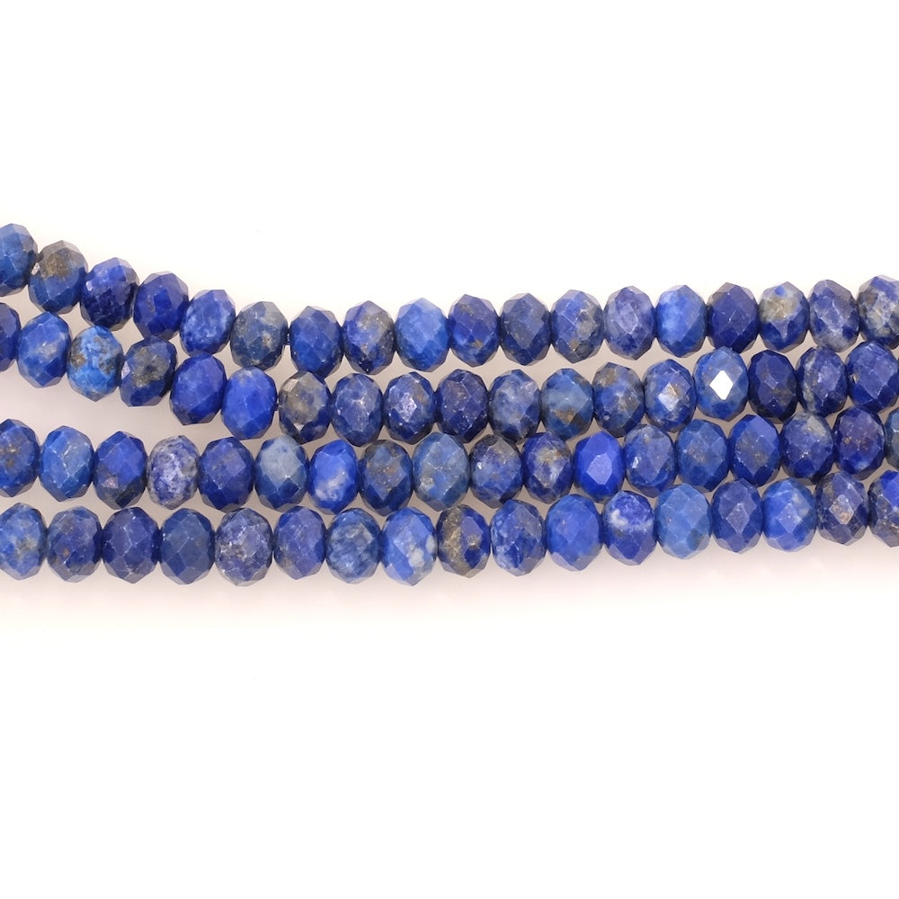 Fil de perles naturelles facettées 6x4mm en Lapis Lazuli
