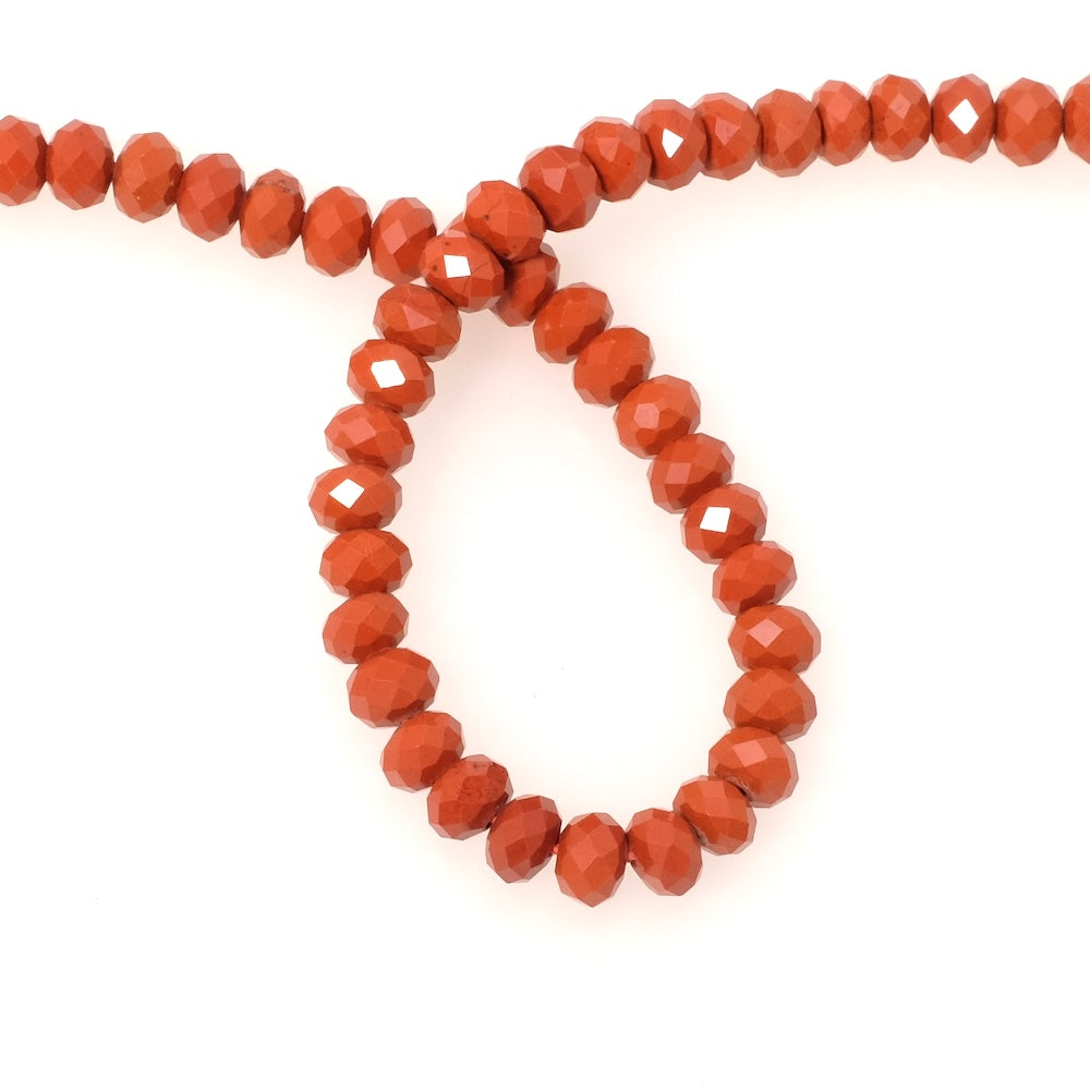 8 perles naturelles facettées 6x4mm en Jaspe rouge