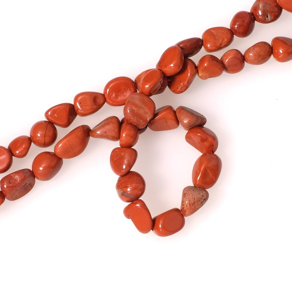 Fil de perles naturelles irrégulières en Jaspe rouge