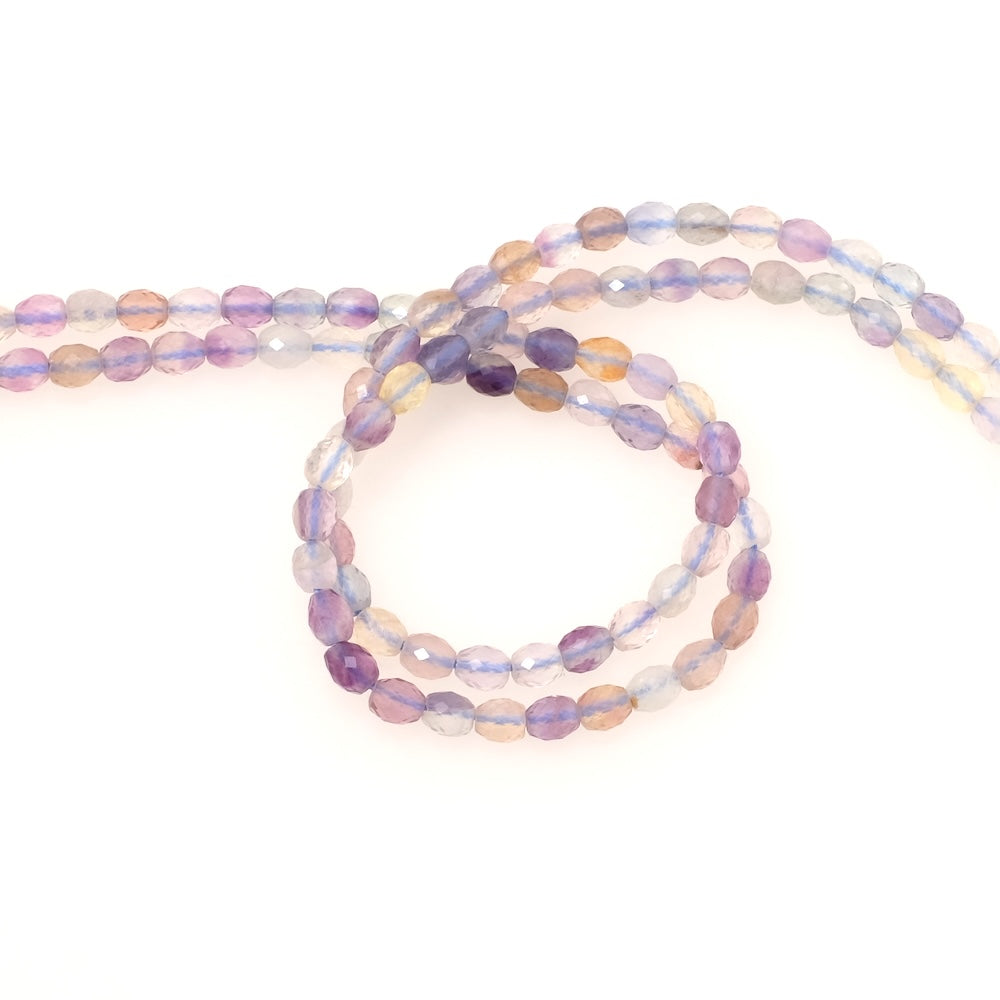 Fil de perles naturelles olives facettées 4x5mm en Fluorite