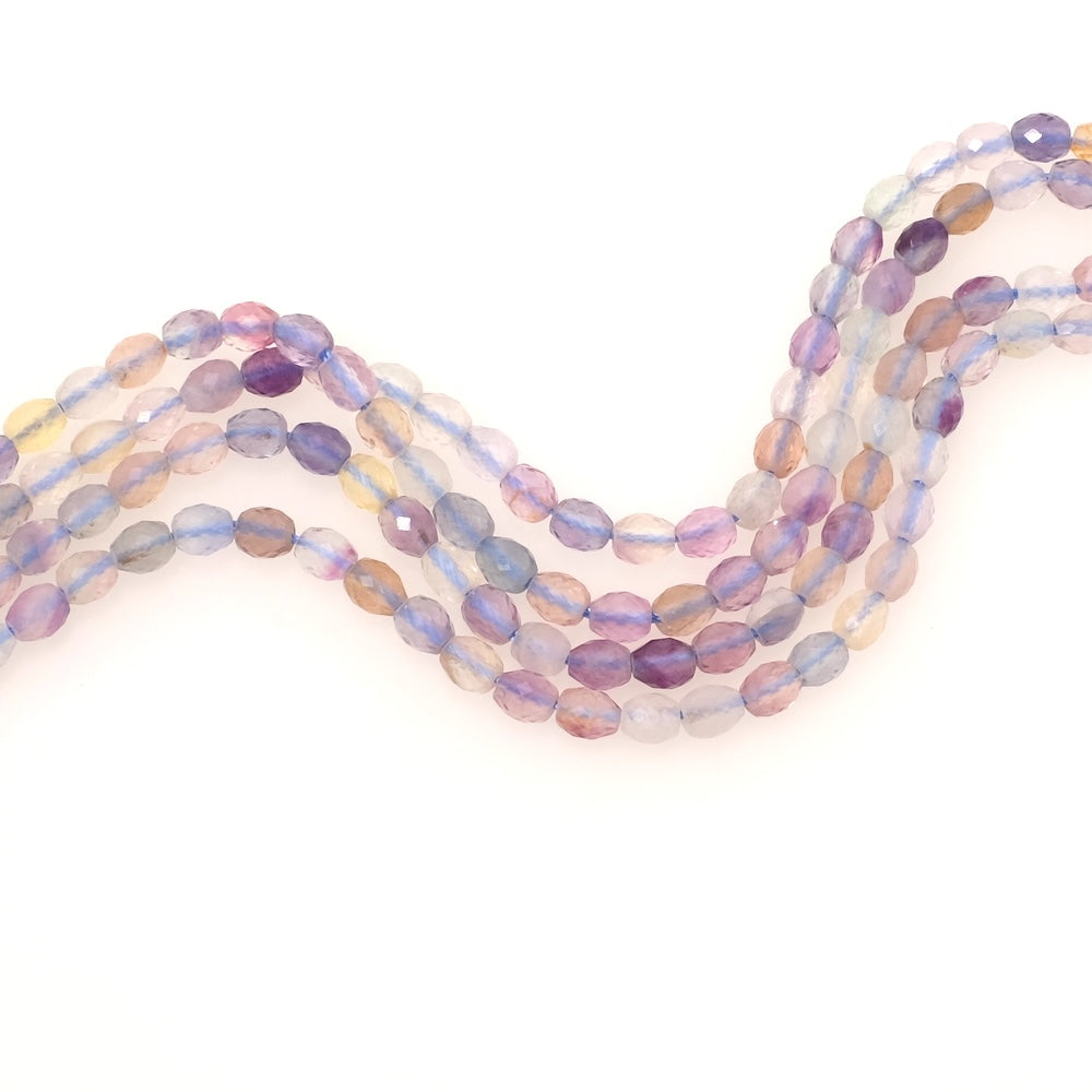 Fil de perles naturelles olives facettées 4x5mm en Fluorite