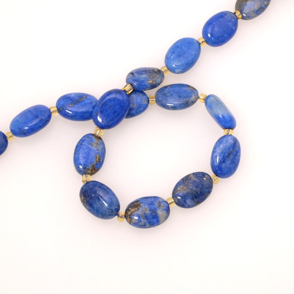 Fil de perles naturelles ovales 14x10mm en Lapis Lazuli