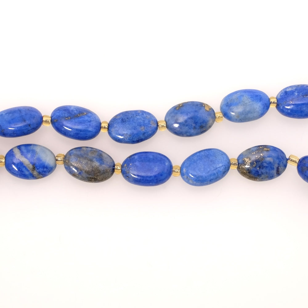 Fil de perles naturelles ovales 14x10mm en Lapis Lazuli