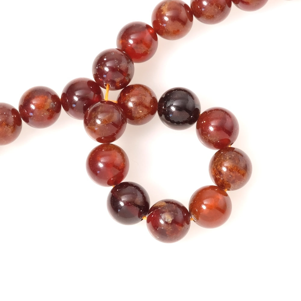Fil de perles naturelles ronde 10mm en Grenat Hessonite