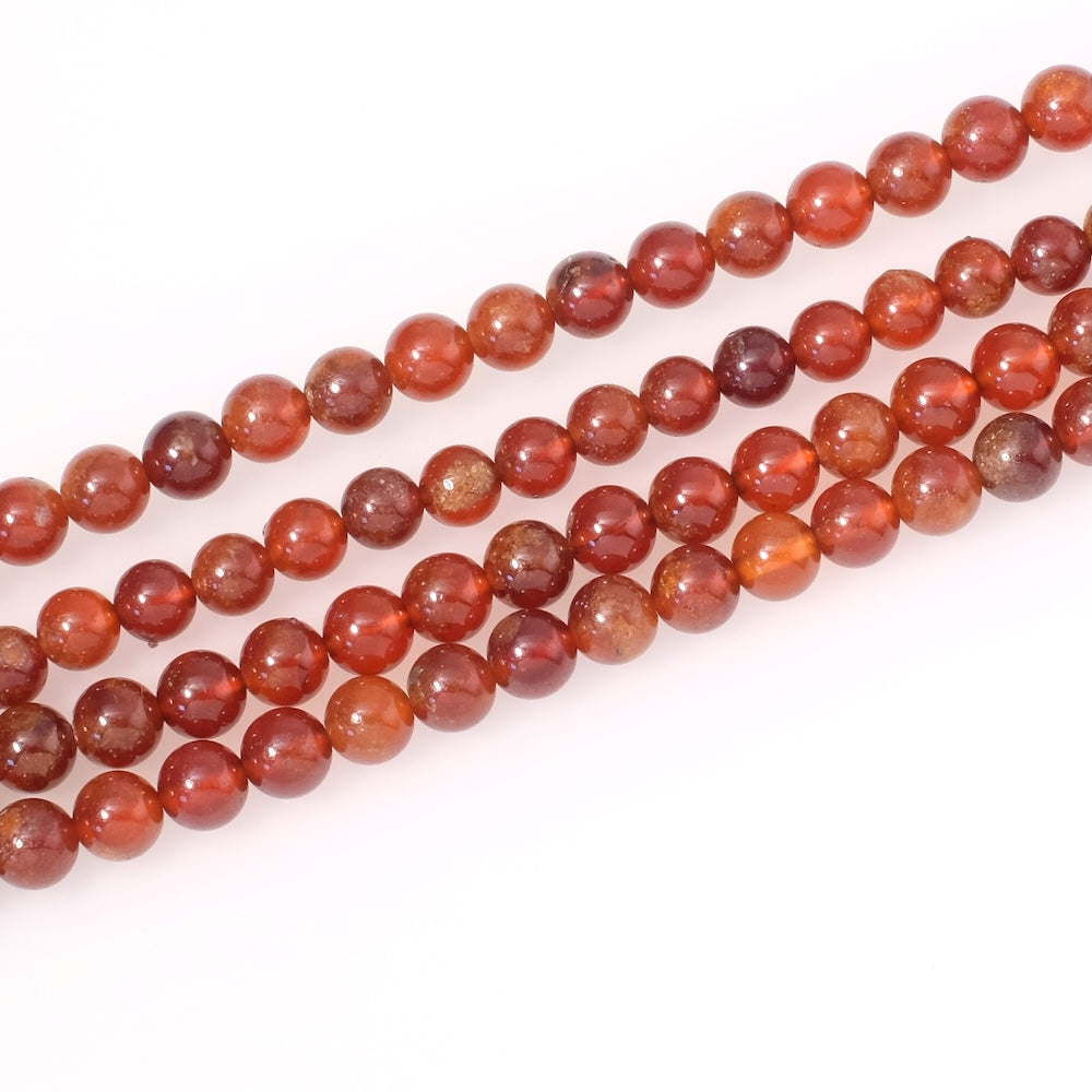 Fil de perles naturelles ronde 6mm en Grenat Hessonite