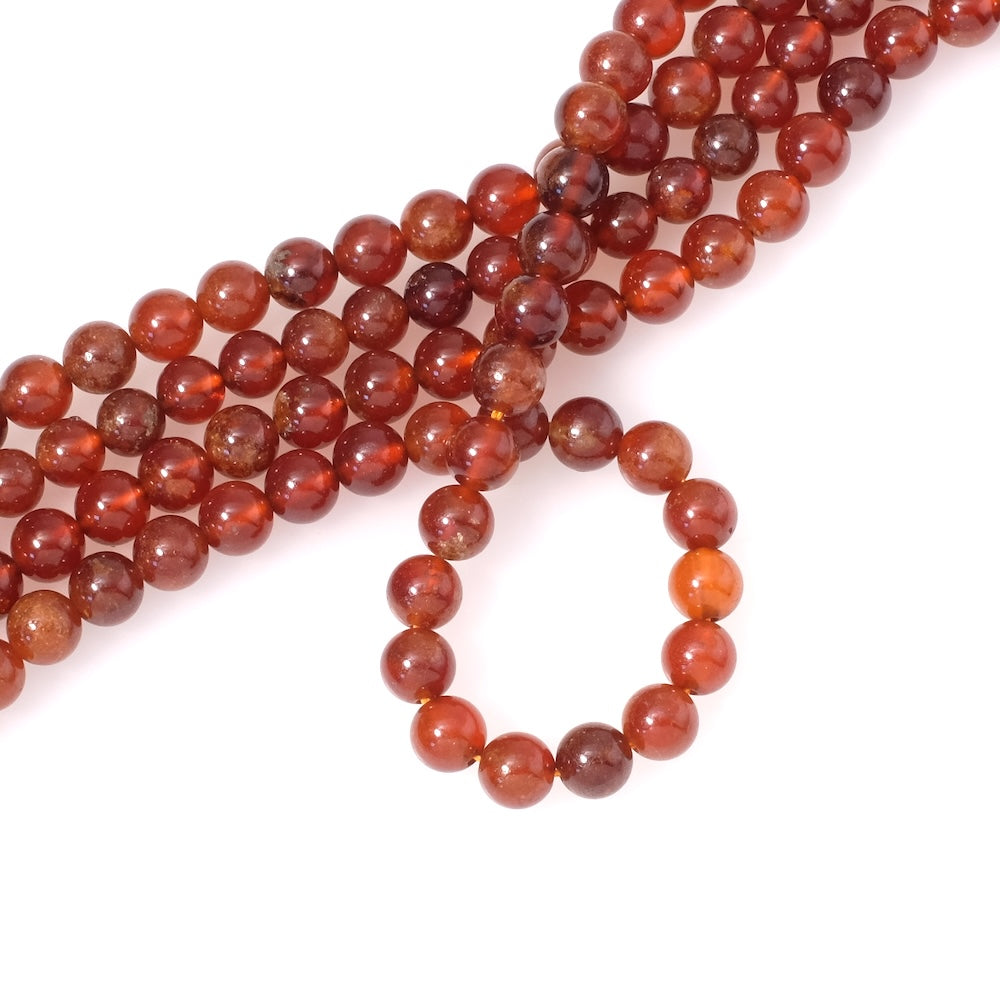 Fil de perles naturelles ronde 6mm en Grenat Hessonite