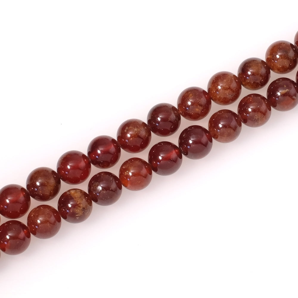 Fil de perles naturelles ronde 8mm en Grenat Hessonite