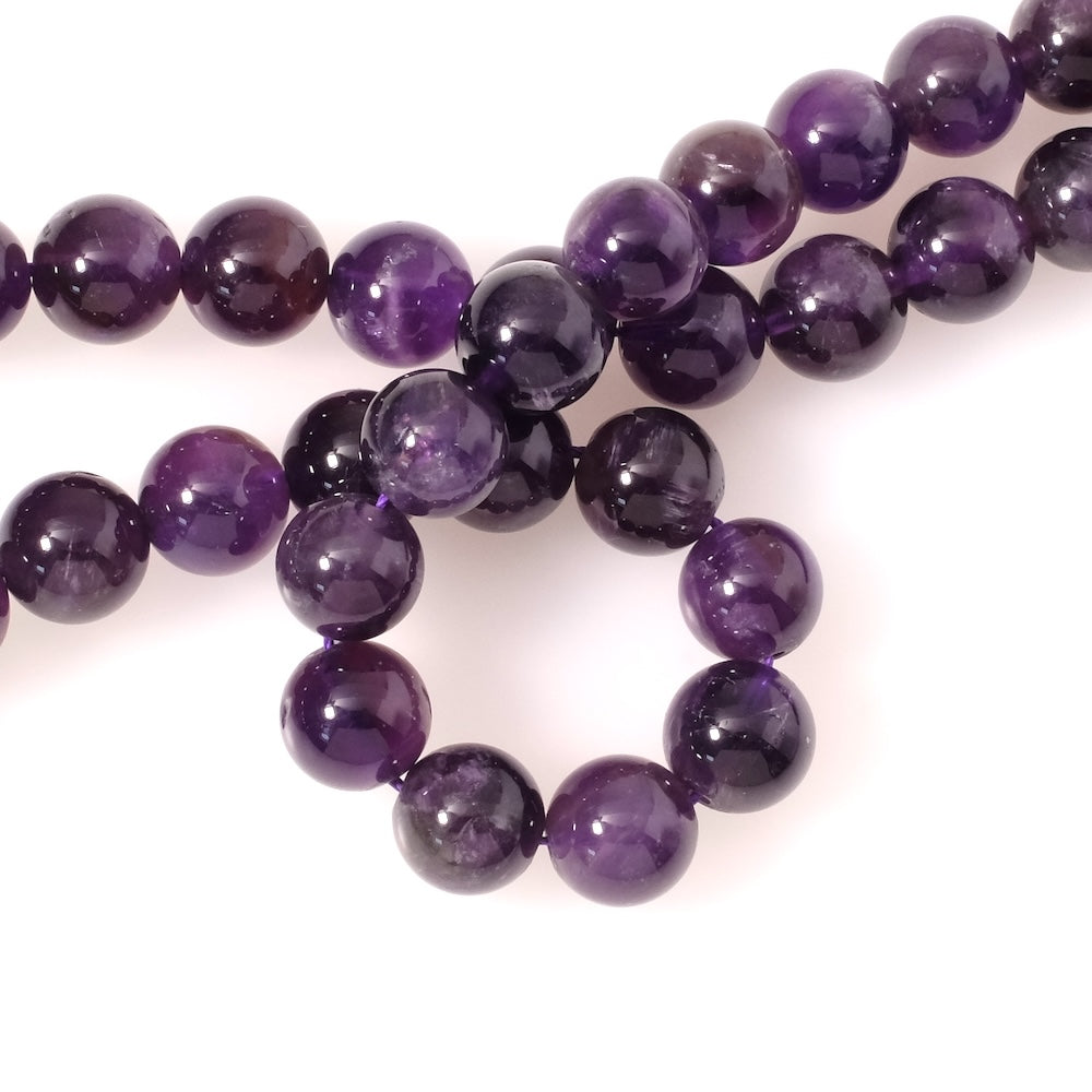 Fil de perles naturelles rondes 10mm en Améthyste