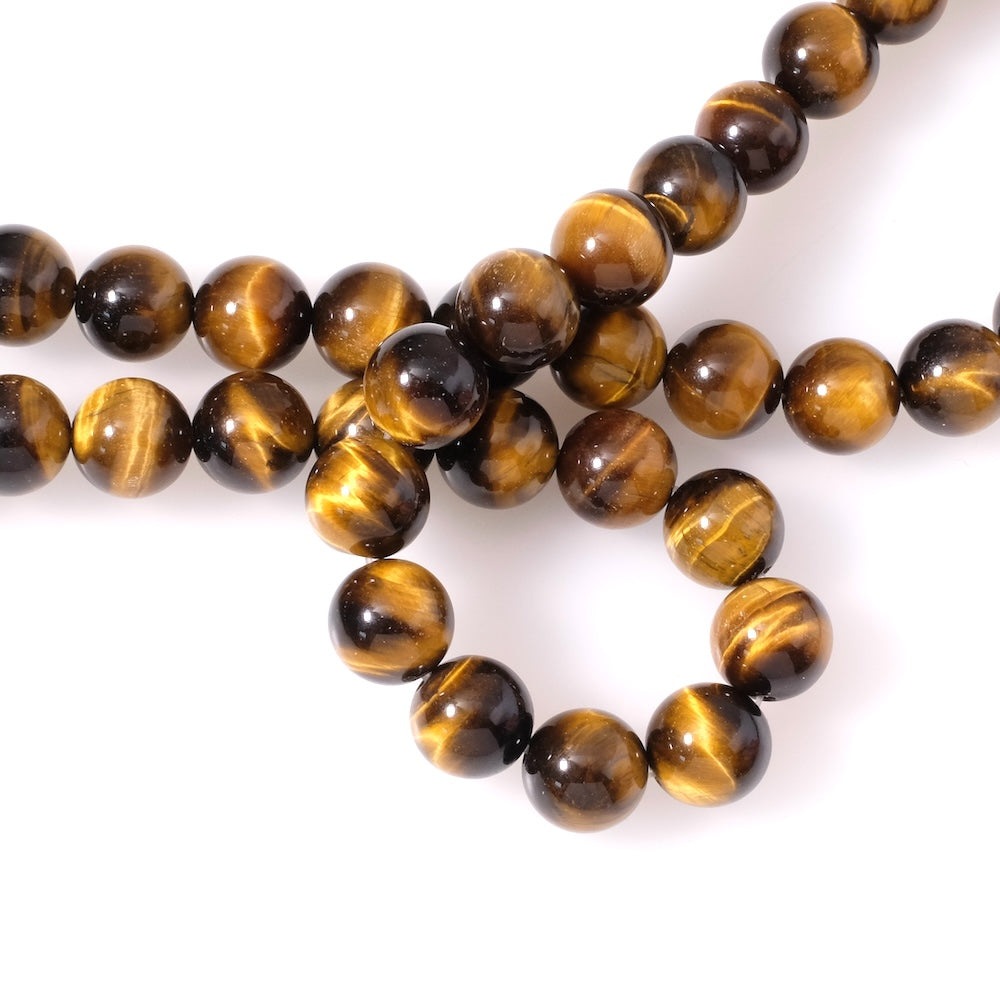 Fil de perles naturelles rondes 12mm en Oeil de tigre