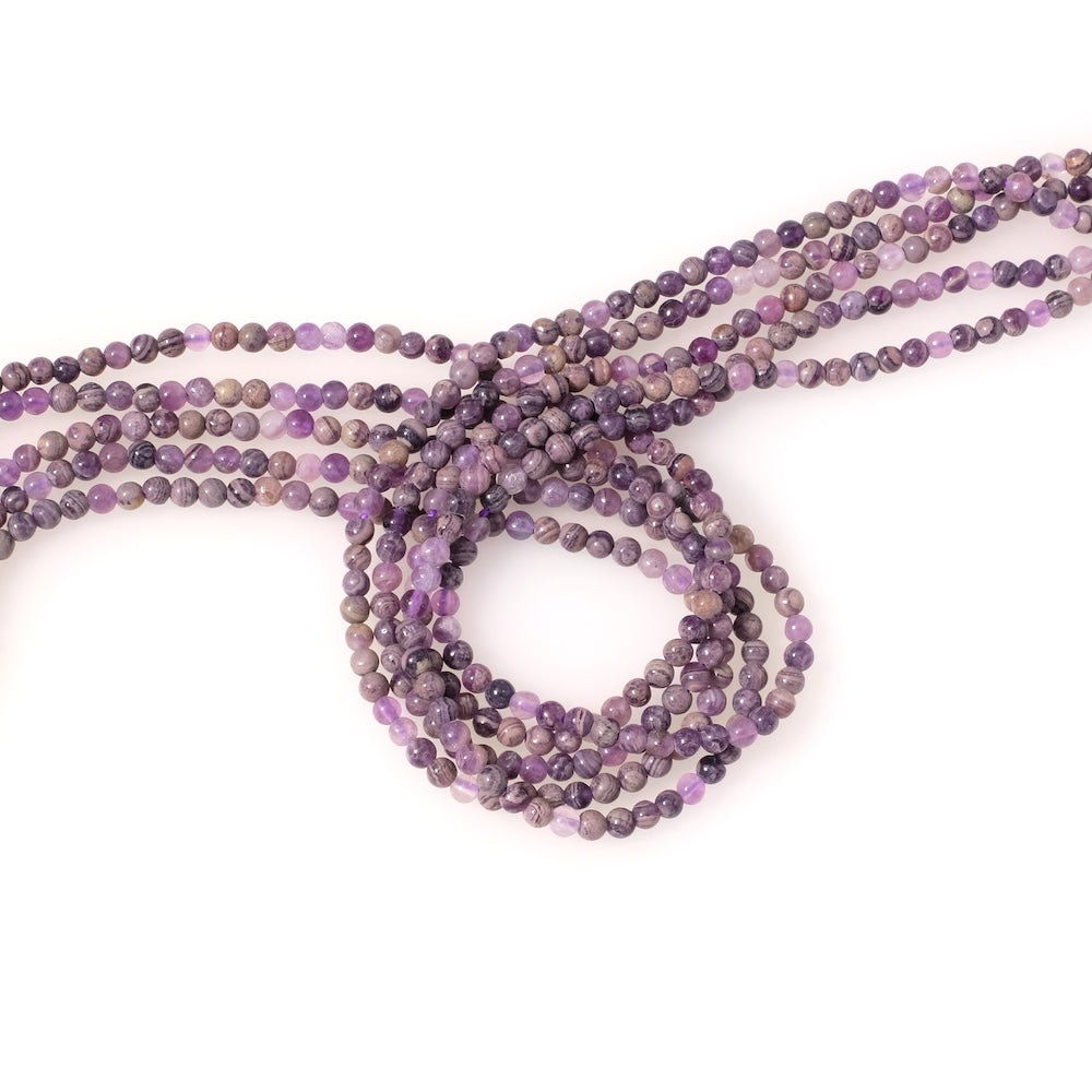 Fil de perles naturelles rondes 3mm en Charoïte