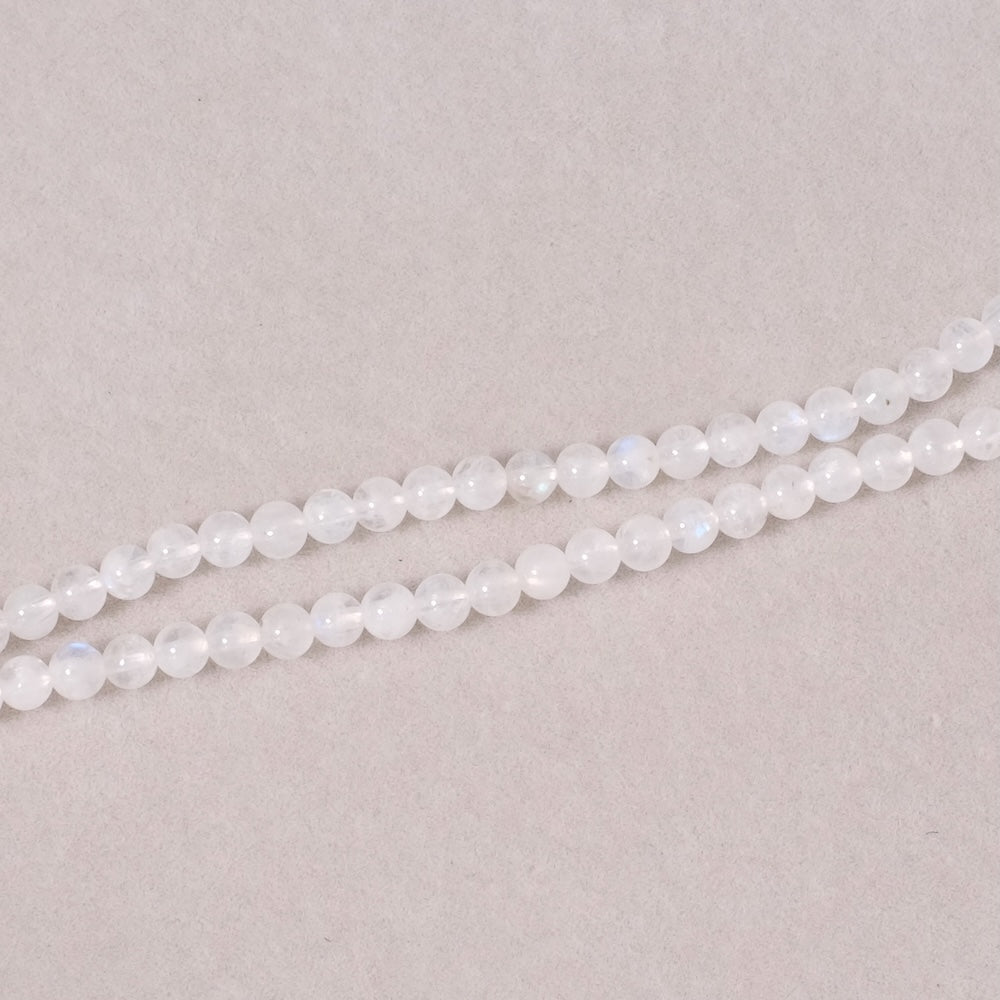 Fil de perles naturelles rondes 4mm en Pierre de lune Rainbow