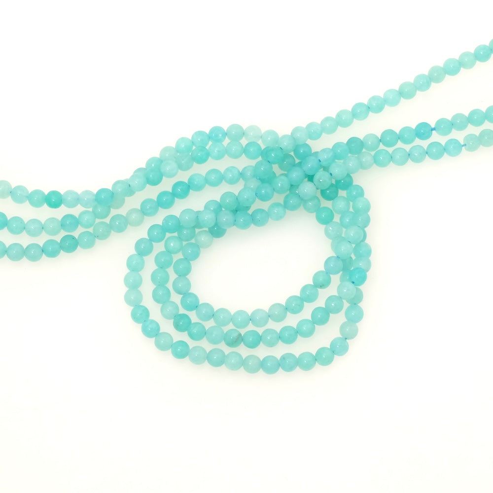 Fil de perles naturelles rondes 4mm en Amazonite