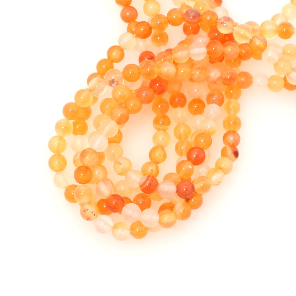 Fil de perles naturelles rondes 6mm en Cornaline