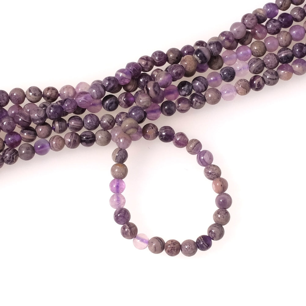 Fil de perles naturelles rondes 3mm en Charoïte