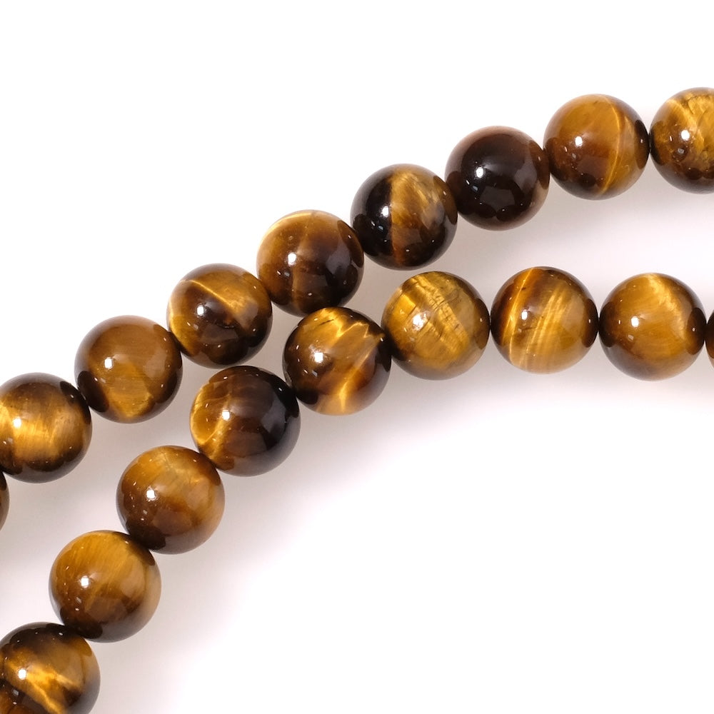 Fil de perles naturelles rondes 10mm en Oeil de tigre