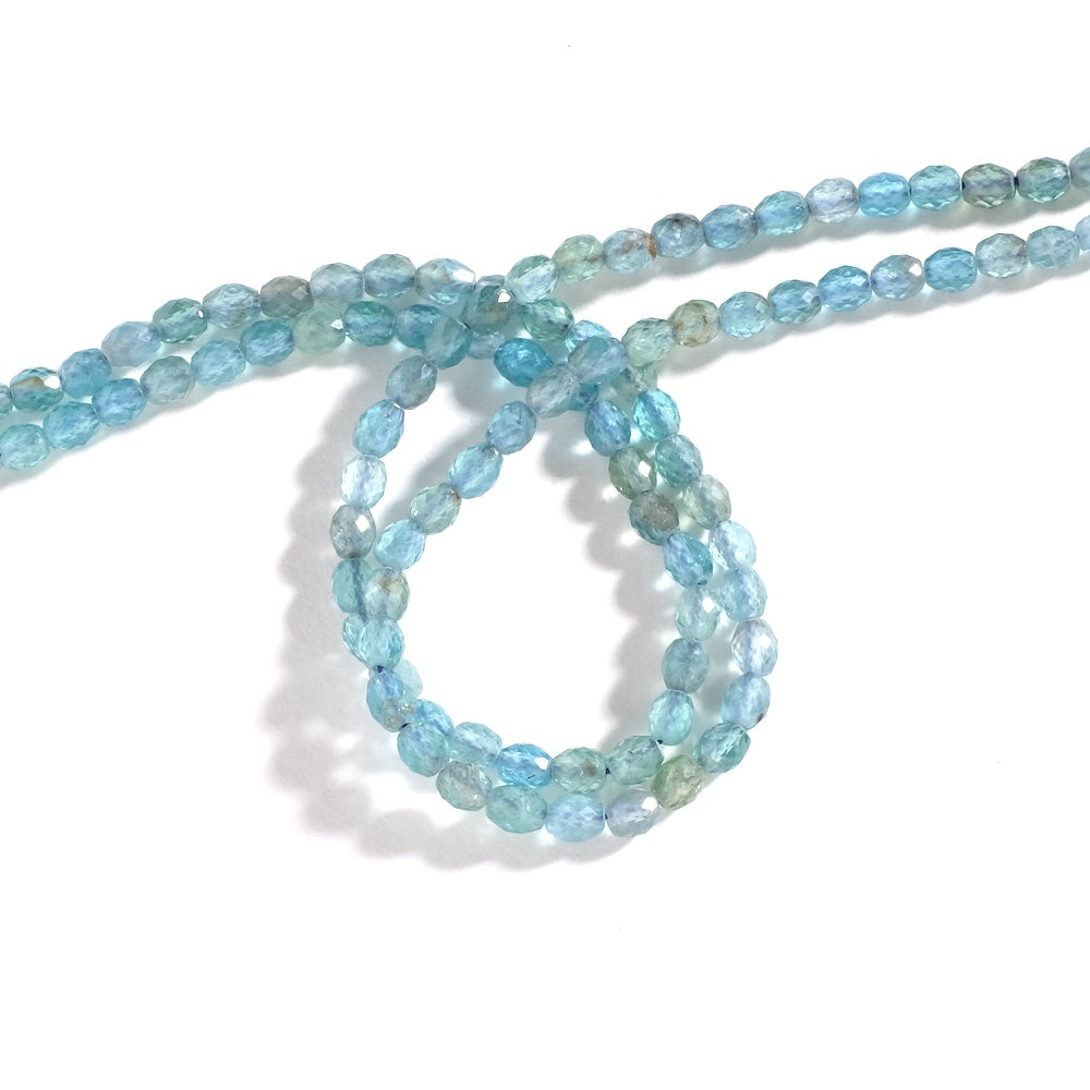 10 perles ovales facettées 5 × 4 mm — apatite bleue