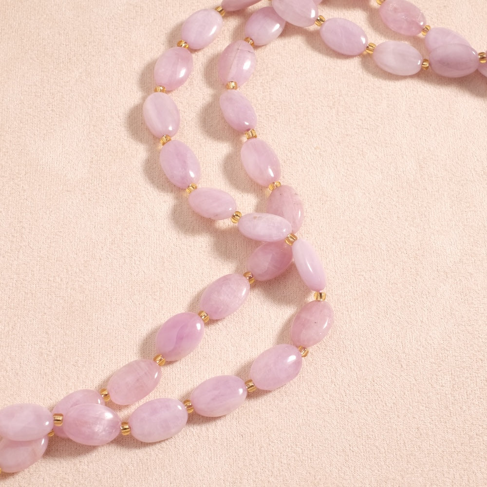 Fil de perles en pierre naturelle ovales 14x10mm Kunzite