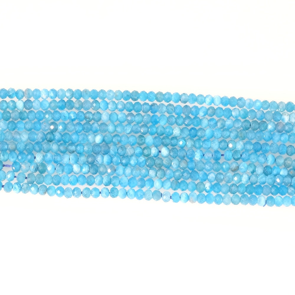 Fil de perles en pierres naturelles donuts facettées 3x2mm en Apatite