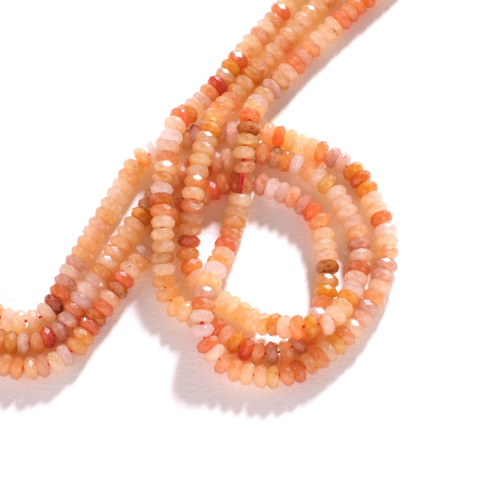 Fil de perles rondelles heishi facettées 5 mm en aventurine naturelle brun orangé