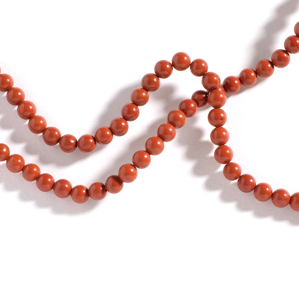Fil de perles rondes 6 mm en jaspe rouge