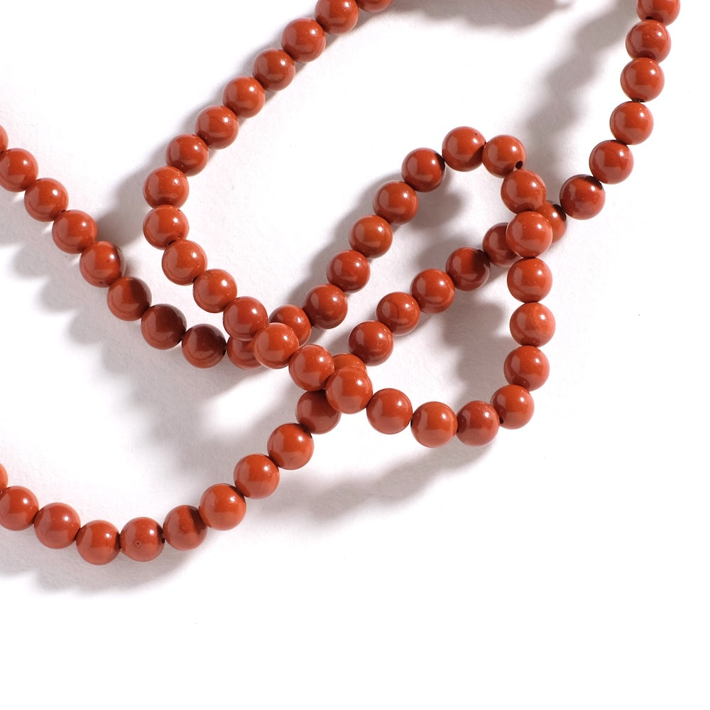 Fil de perles rondes 6 mm en jaspe rouge