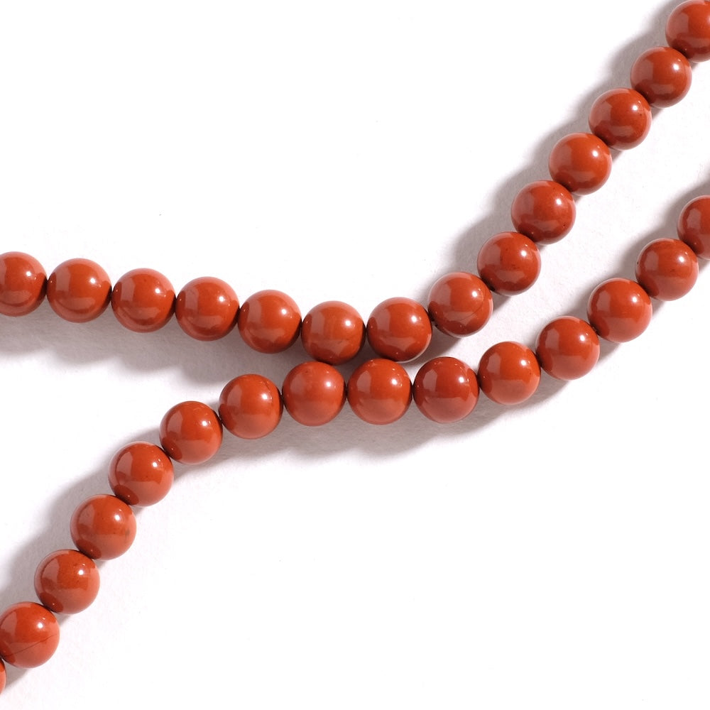 Fil de perles rondes 8 mm en jaspe rouge