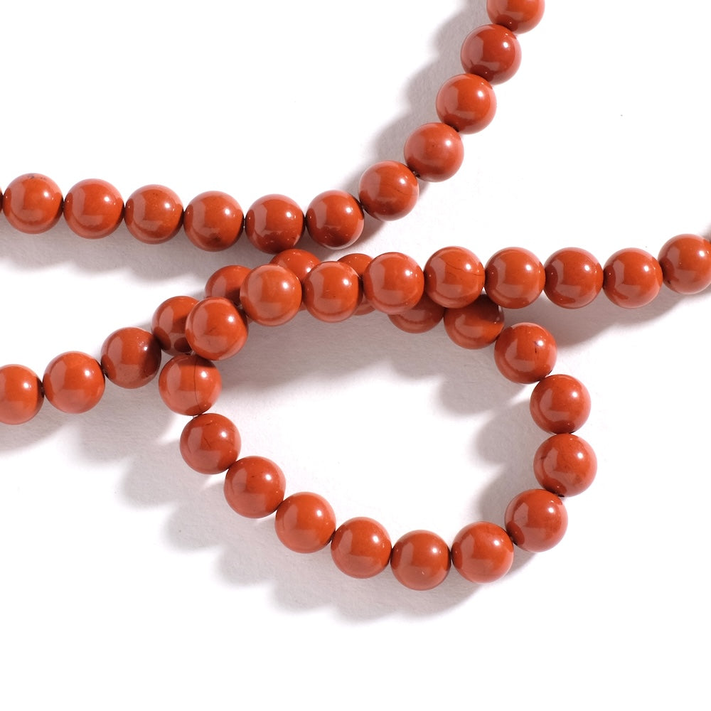 Fil de perles rondes 8 mm en jaspe rouge
