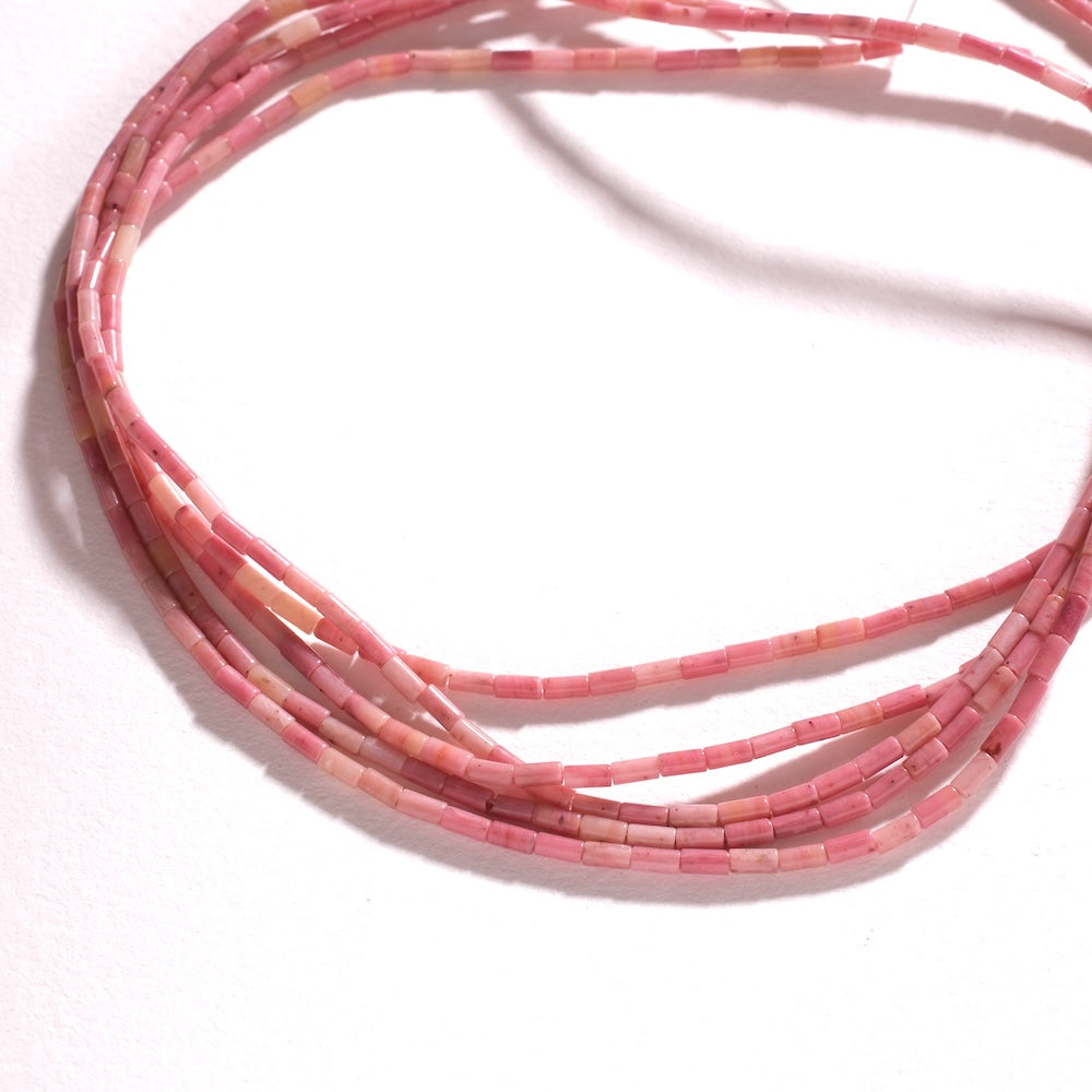 Fil de perles tubes 4,5 x 2,3mm en Rhodonite naturelle