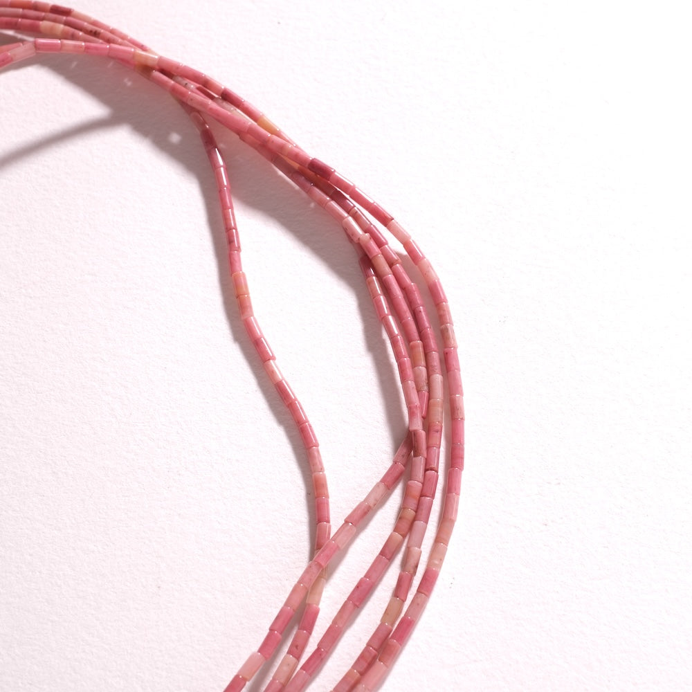 Fil de perles tubes 4,5 x 2,3mm en Rhodonite pour collier bracelet