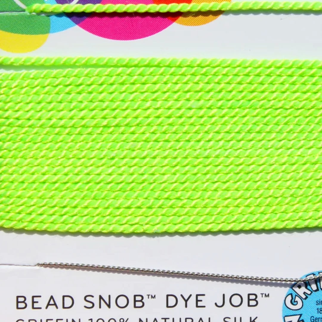 Fil de soie naturelle Griffin Vert fluo 0,35mm avec aiguille Perles Corner